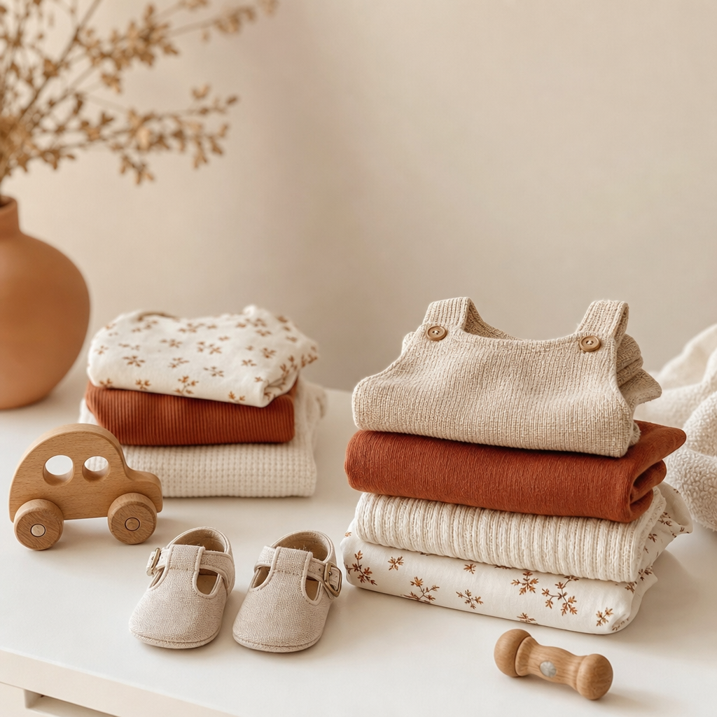 Vêtements et jouets d'enfants de seconde main, style sobre et élégant